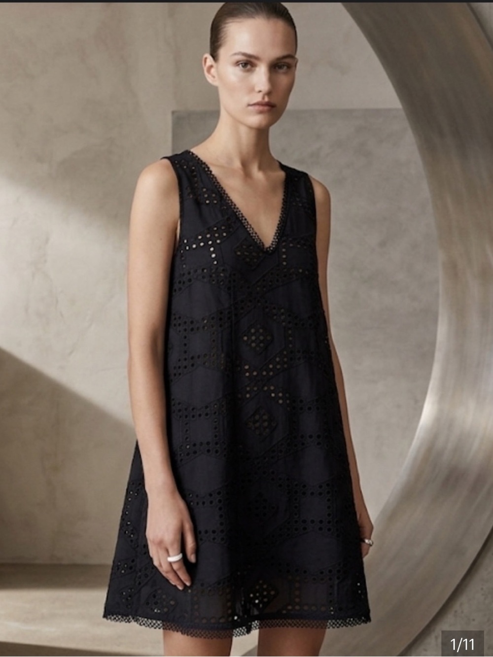 Maeve Black Eyelet Dress Large